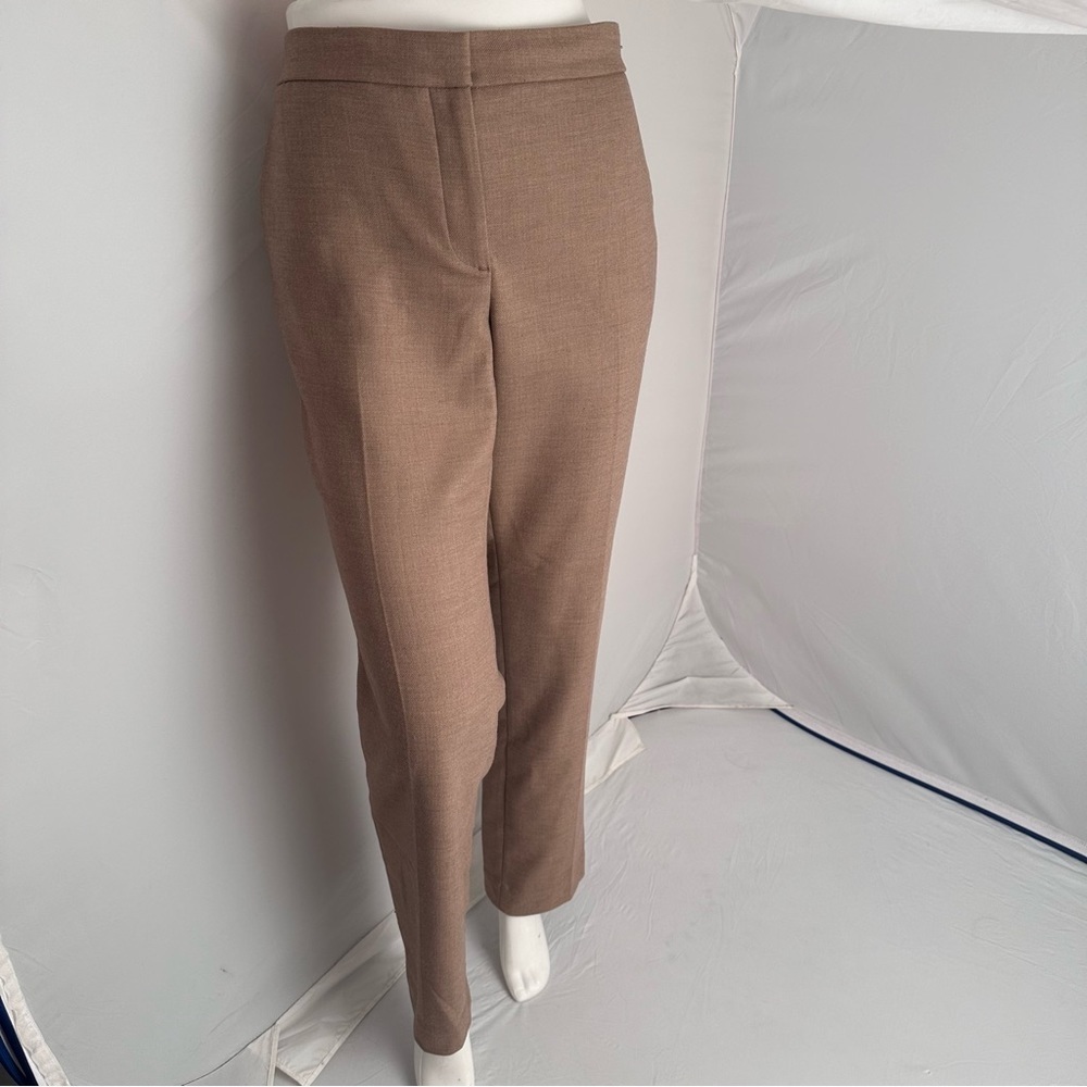 Ann Taylor The Straight tan mid-rise flat front trouser pants